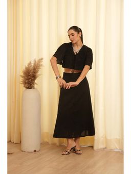 ELAYEE - Barcelona Night Black Solid/Plain Skirt with Bustier and Jacket