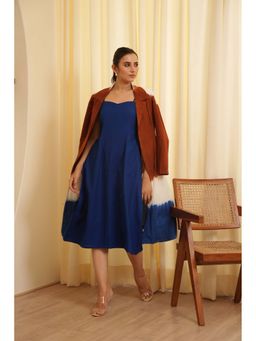 ELAYEE - Blue Coast Vibe Ombre Cotton Jacket with Midi Dress and Belt