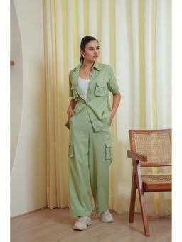 ELAYEE - Olive Vibe Olive Solid/Plain Co-Ord Set