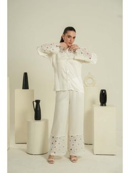 ELAYEE - Tessy Off White Self Design Co-Ord Set