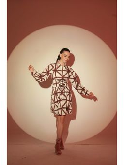 ELAYEE - Koko Brown Tie and Dye Poplin Mini Dress