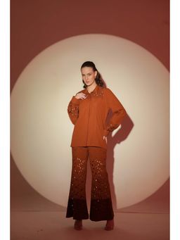 ELAYEE - Cinnel Brown Self Design Co-Ord Set