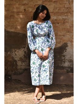 PHLAR - White Porcelain Side Cut-Out Midi Dress