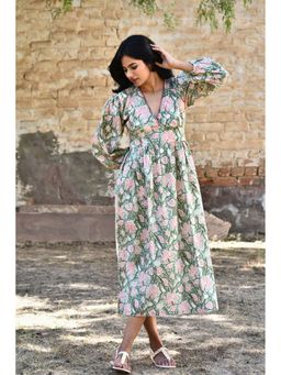 PHLAR - Aqua V-Neck Midi Dress