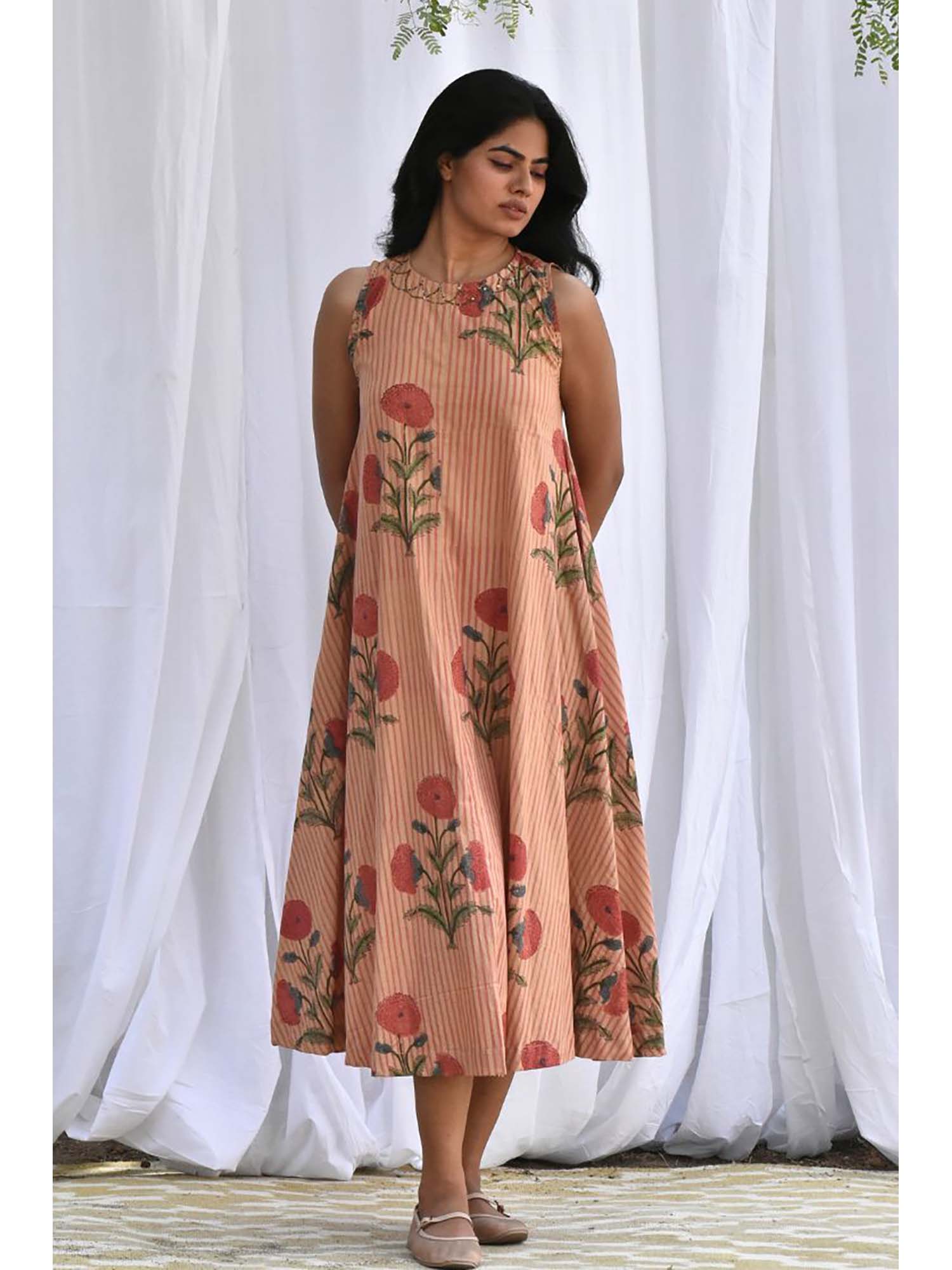 phlar Beige Zuri Flared Midi Dress-picture-42