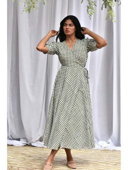 PHLAR - Green Marylin Wrap Flared Dress