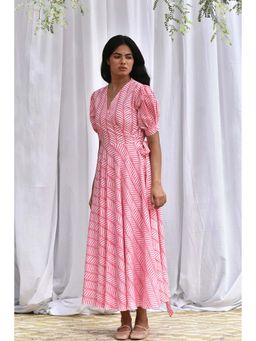 PHLAR - Pink Rose Wrap Flared Dress