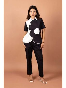 UNIMODA - Black Vacy Floral Print Cotton Poplin Co-Ord Set