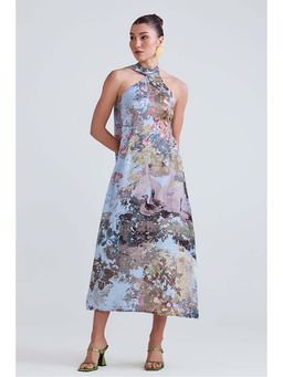ZABELLA - Swan Blue Satin Midi Dress