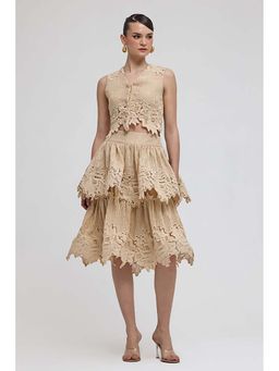 ZABELLA - Como Beige Top with Skirt Set