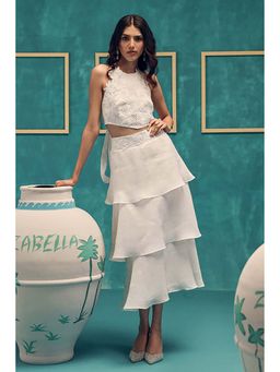 ZABELLA - Horizon Floral White Top with Layered Skirt
