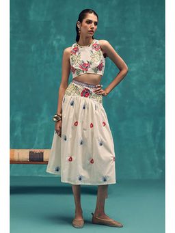 ZABELLA - Blush Embroidered Cotton Top with Skirt