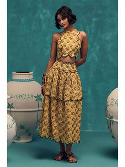 ZABELLA - Lush Linen Scalloped Top with Skirt Set