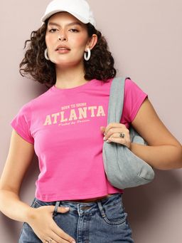 DILLINGER - Womens Regular Cropped Fit Printed Round Neck T-shirt