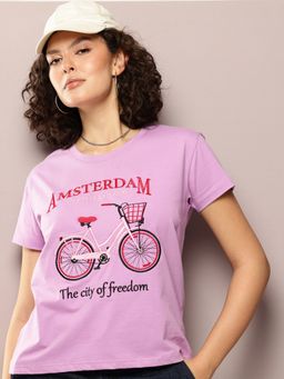 DILLINGER - Womens Boxy Regular Embroidery Round Neck T-shirt