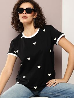 DILLINGER - Womens Boxy Regular Embroidery Round Neck T-shirt