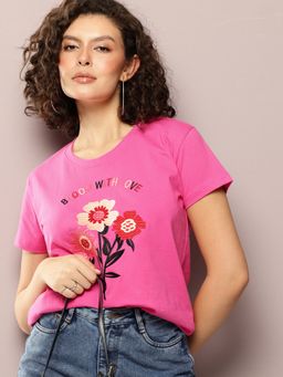 DILLINGER - Womens Boxy Regular Embroidery Round Neck T-shirt