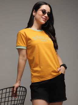 DILLINGER - Womens Short Sleeve Regular Fit Round Neck Varsity Printed T-shirt