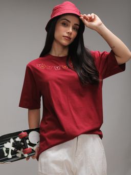 DILLINGER - Womens Short Sleeve Oversized Round Neck Embroidery T-shirt