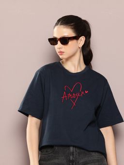 DILLINGER - Womens Oversized Embroidery Round Neck T-shirt