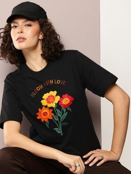DILLINGER - Womens Oversized Embroidery Round Neck T-shirt