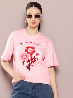 DILLINGER - Womens Oversized Embroidery Round Neck T-shirt
