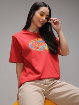 DILLINGER - Womens Short Sleeve Oversized Round Neck Printed T-shirt