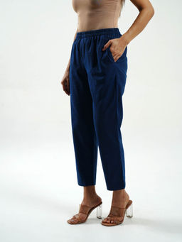 Cyan - Navy Blue Cotton Pants