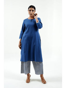 Cyan - Blue Cotton Kurta