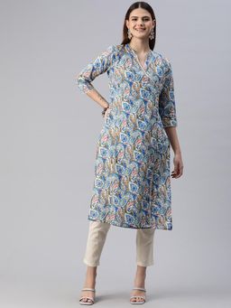 Readiprint - Women Blue Paisley Printed Kurta with Pant (Set of 2)