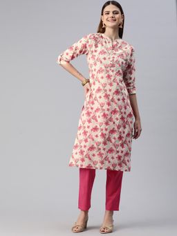 Readiprint - Women Pink Floral Printed Kurta with Pant (Set of 2)