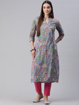 Readiprint - Women Grey Floral Printed Kurta with Pant (Set of 2)