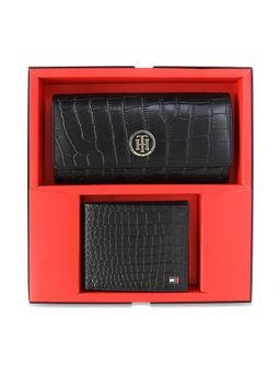 Tommy Hilfiger - Esteban Leather Wallet & Handbag Gift Set Textured Black