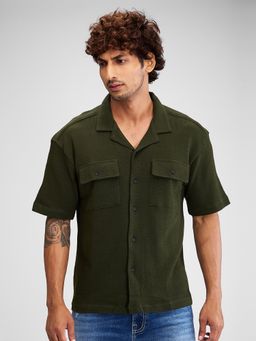 Spykar - Green Half Sleeves Cotton Relaxed Fit Shirt for Men