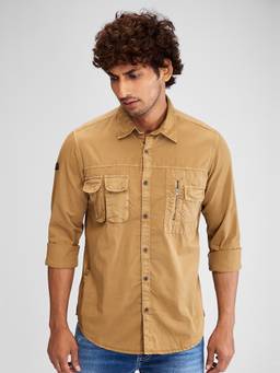 Spykar - Brown Full Sleeves Cotton Slim Fit Solid Shirt for Men