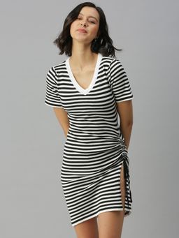 SHOWOFF - Women Striped Black Bodycon Dress