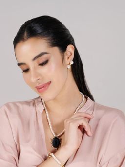 Stone Story By Shruti - Women White Sterling Silver Pearl Studs Earrings