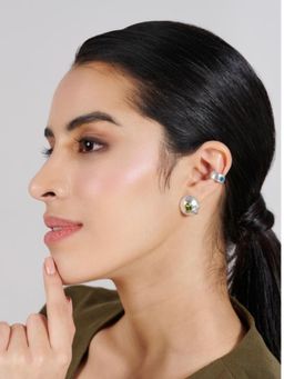 Stone Story By Shruti - Women Blue Sterling Silver Stones Ear Cuffs & Clips Earrings