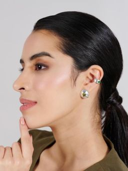 Stone Story By Shruti - Women Green Sterling Silver Stones Ear Cuffs & Clips Earrings