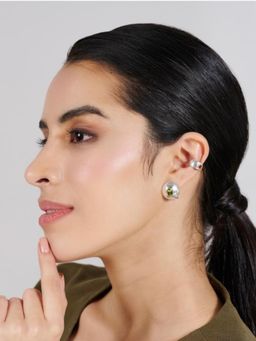 Stone Story By Shruti - Women Orange Sterling Silver Stones Ear Cuffs & Clips Earrings