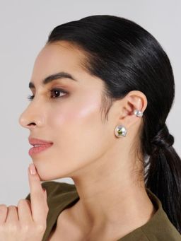 Stone Story By Shruti - Women White Sterling Silver Stones Ear Cuffs & Clips Earrings