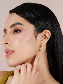 Stone Story By Shruti - Women White Sterling Silver Stones Ear Cuffs & Clips Earrings