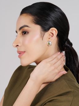 Stone Story By Shruti - Women Green Sterling Silver Stones Studs Earrings