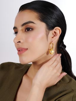 Stone Story By Shruti - Women Gold Sterling Silver Stones Hoops Earrings