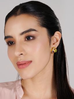 Stone Story By Shruti - Women Multi-Color Sterling Silver Stones Studs Earrings