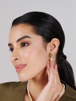 Stone Story By Shruti - Women Multi-Color Sterling Silver Stones Studs Earrings