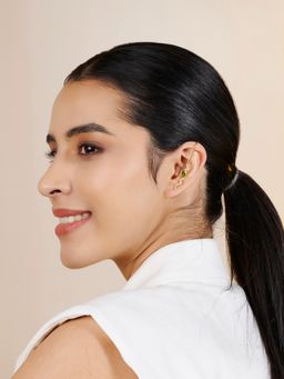 Stone Story By Shruti - Women Green Sterling Silver Stones Ear Cuffs & Clips Earrings