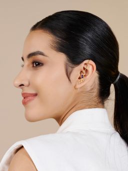 Stone Story By Shruti - Women Purple Sterling Silver Stones Ear Cuffs & Clips Earrings