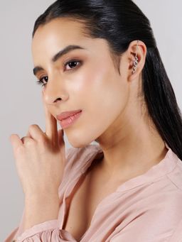 Stone Story By Shruti - Women White Sterling Silver Stones Ear Cuffs & Clips Earrings