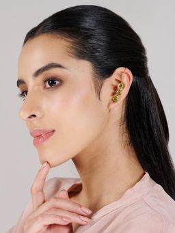 Stone Story By Shruti - Women Green Sterling Silver Stones Ear Cuffs & Clips Earrings